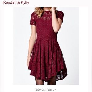 Kendall & Kylie maroon lace dress